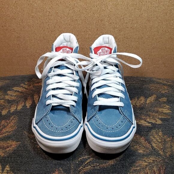 Van's Old Skool Blue Suede High Tops with Stars - Picture 1 of 7
